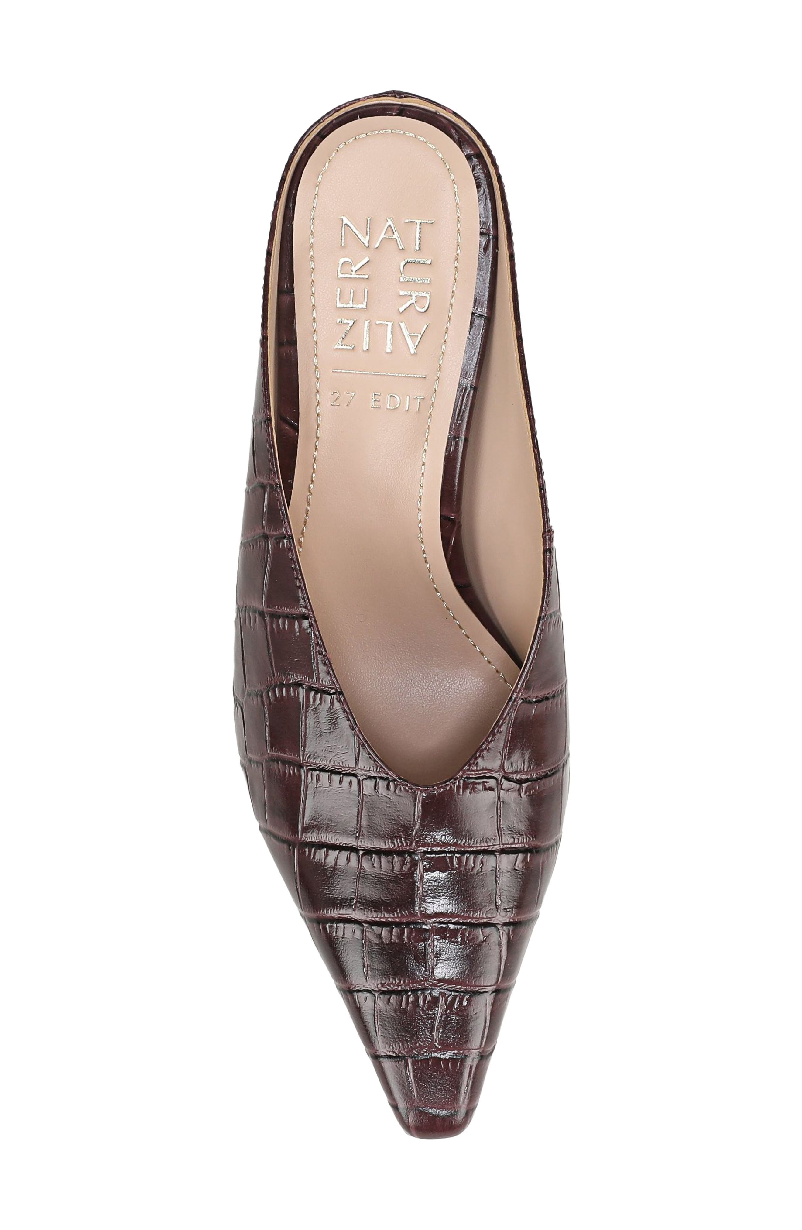 Emerson Croc Embossed Leather Pointed Toe Mule, Alternate, color, SMOKEY SANGRIA