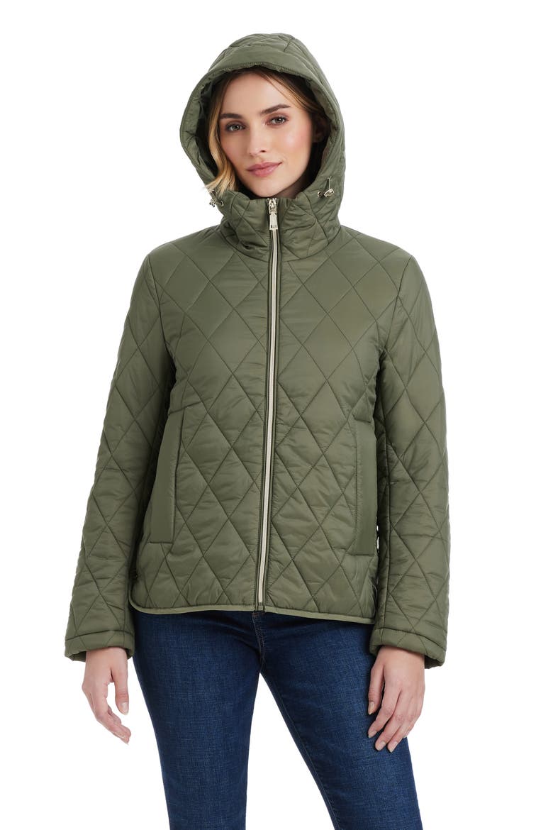 Water Resistant Hooded Quilted Jacket, Alternate, color, LIGHT OLIVE
