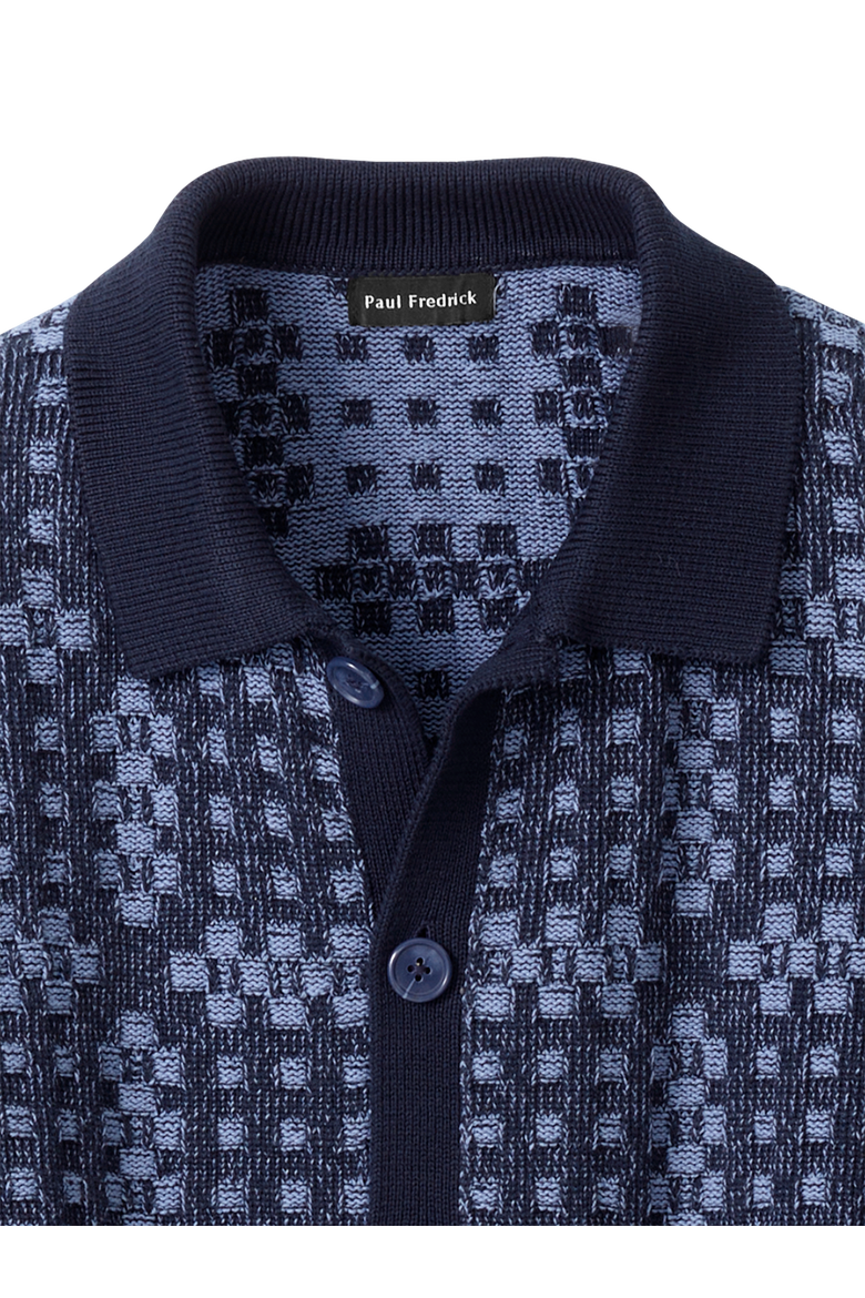 Cotton Button Front Polo, Alternate, color, Navy