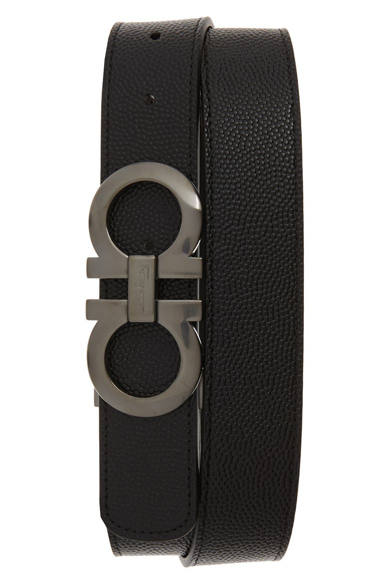 Salvatore Ferragamo Leather Belt, Main, color, NERO/ CHOCOLATE