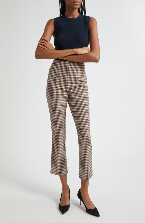 Veronica Beard Kean Houndstooth Slim Cropped Pants In Gold