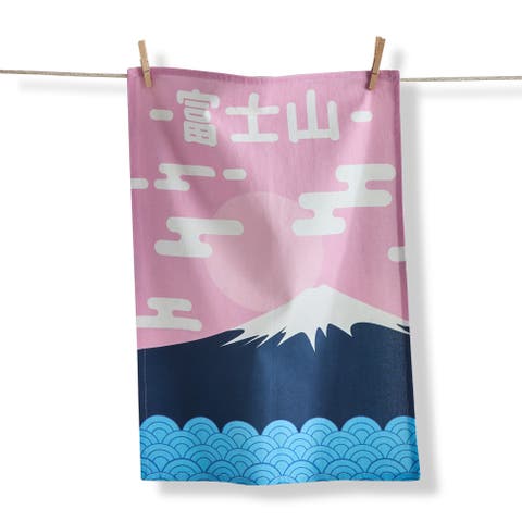 Mount Fuji Graphic Cotton Dishtowel Multi 26 x 18 in