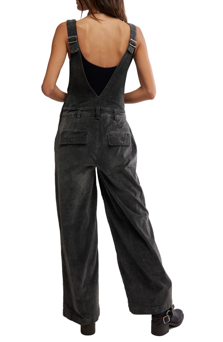 Free People Mara Corduroy Overalls, Alternate, color, Black