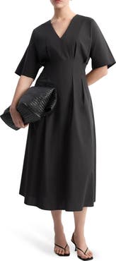 MANGO Pleated Flare Midi Dress
