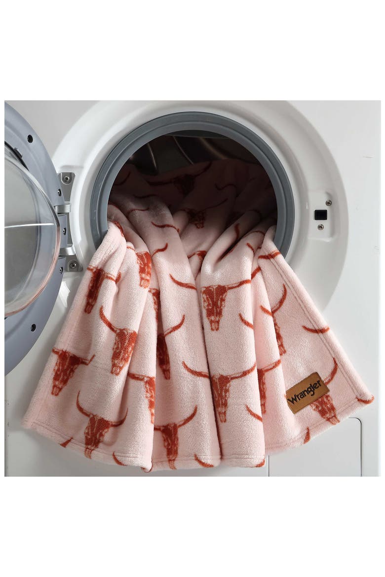 Steer Head Plush Fleece Throw, Alternate, color, ORANGE