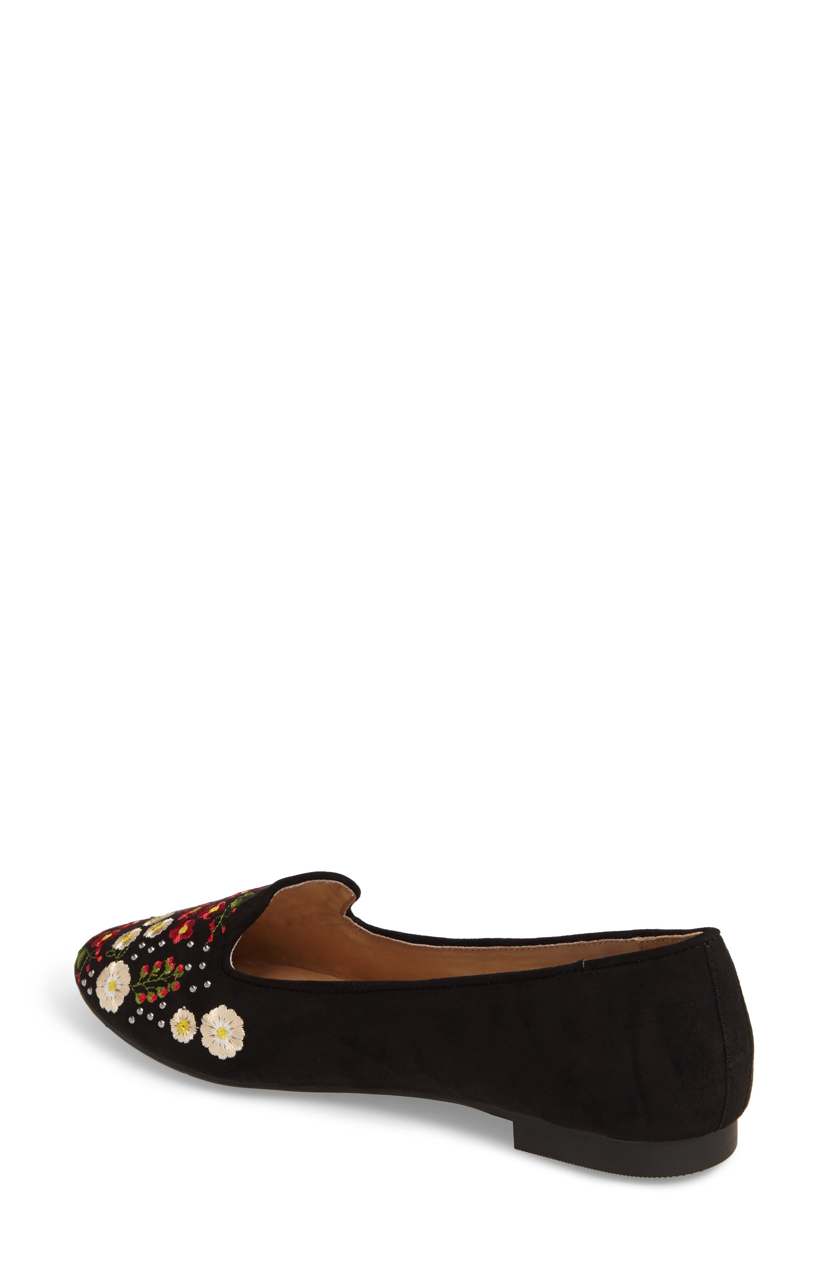 Topshop Sugar Embroidered Smoking Slipper, Alternate, color, 