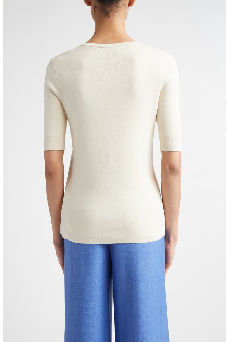 Marlie Short Sleeve Silk & Cotton Sweater, Alternate, color, ECRU