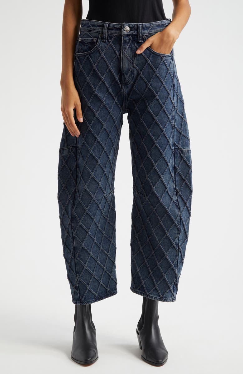 rag & bone Charlie Quilted High Waist Barrel Jeans, Main, color, 