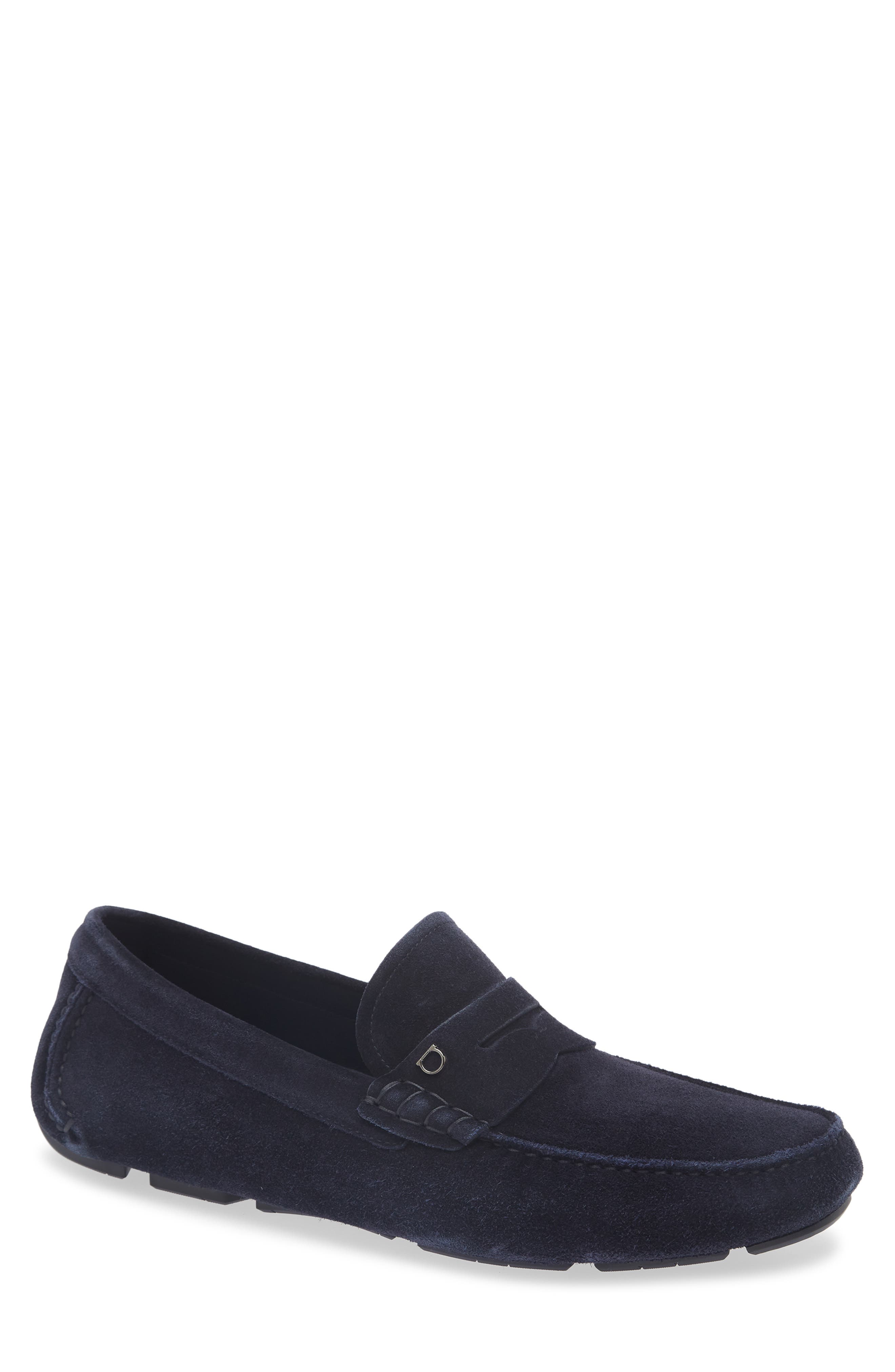 FERRAGAMO Timothy Driving Loafer, Main, color, Navy Navy Navy