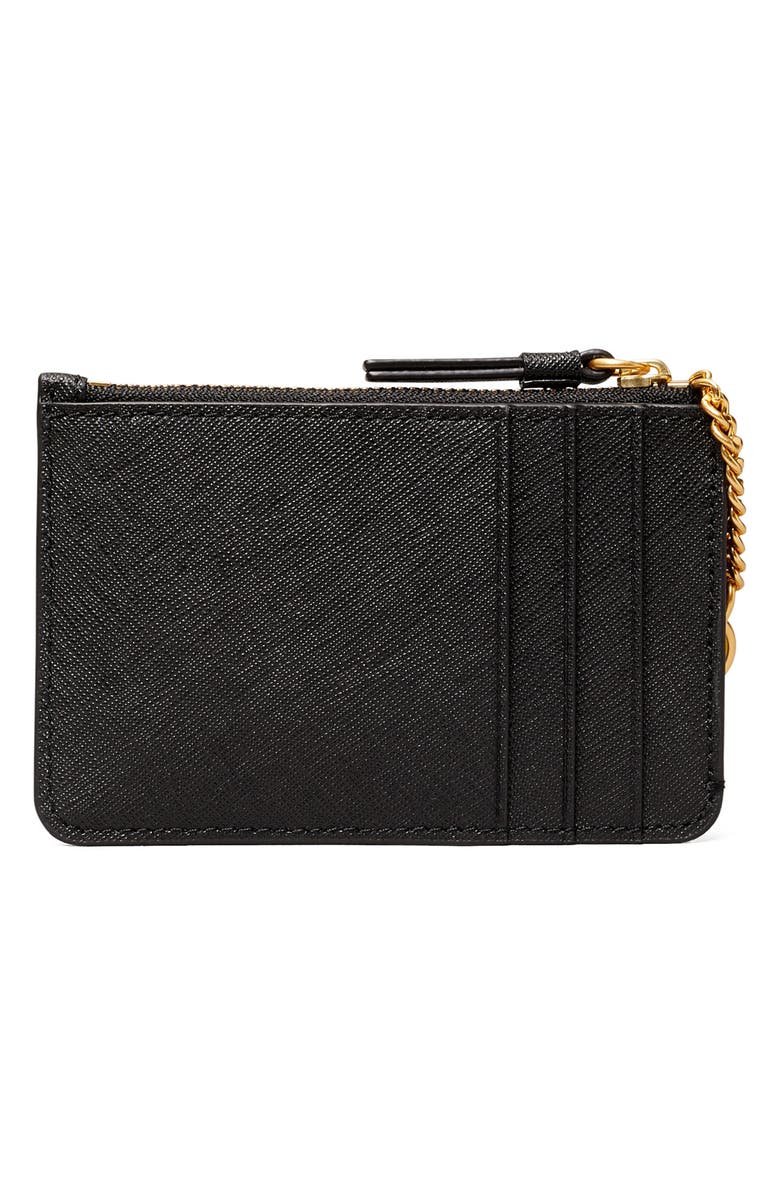 Tory Burch Robinson Leather Card Case with Key Chain, Alternate, color,