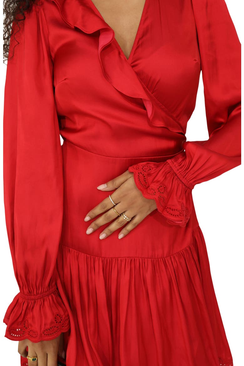 Wild Flower Embroidered Wrap Dress, Alternate, color, Red