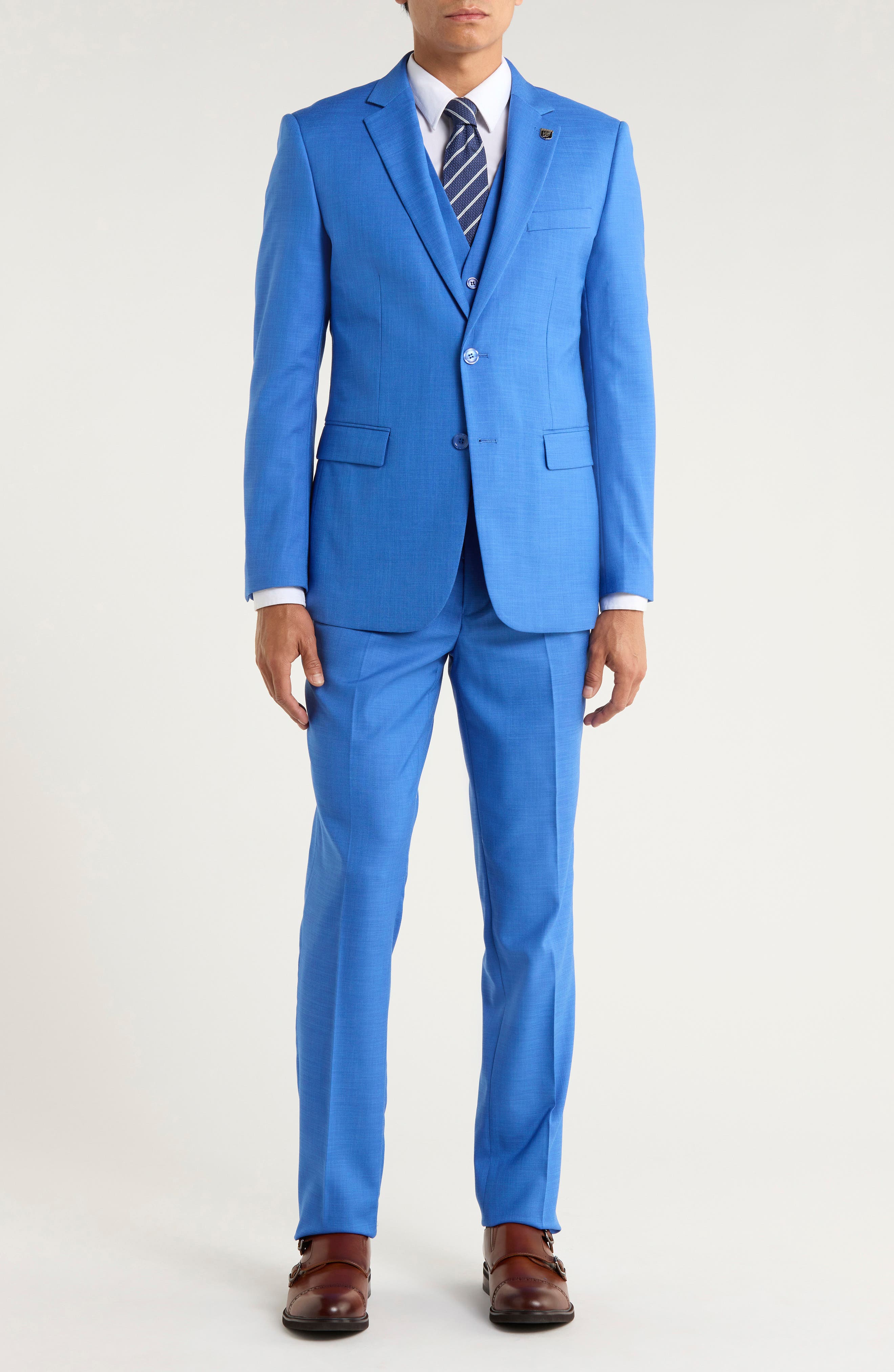 ZEGARIE Blue Pastel Mélange 3-Piece Suit