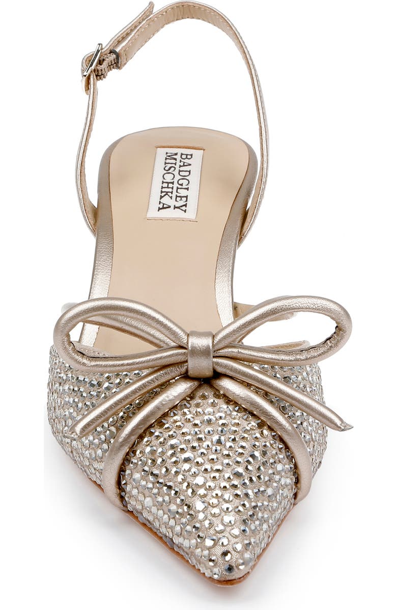 Badgley Mischka Collection Angelina Slingback Pointed Toe Kitten Heel Pump, Alternate, color, Champagne Leather
