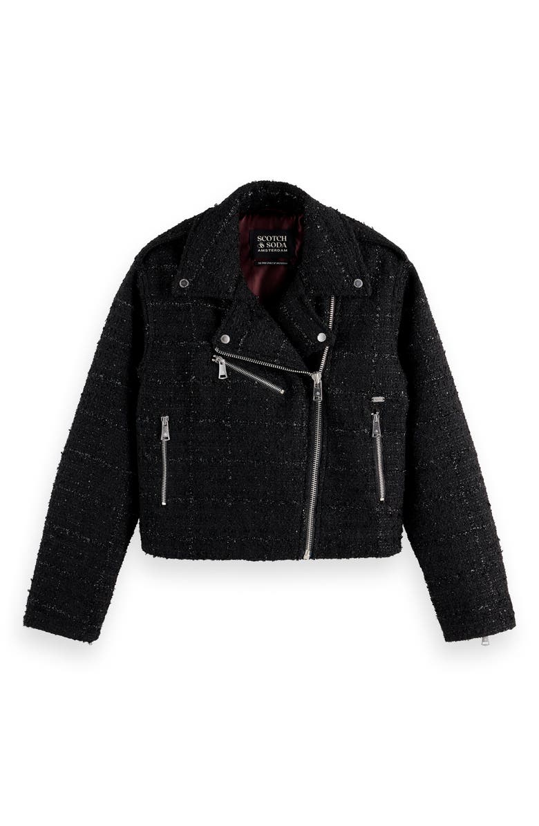 Scotch & Soda Bouclé Tweed Moto Jacket, Main, color, 