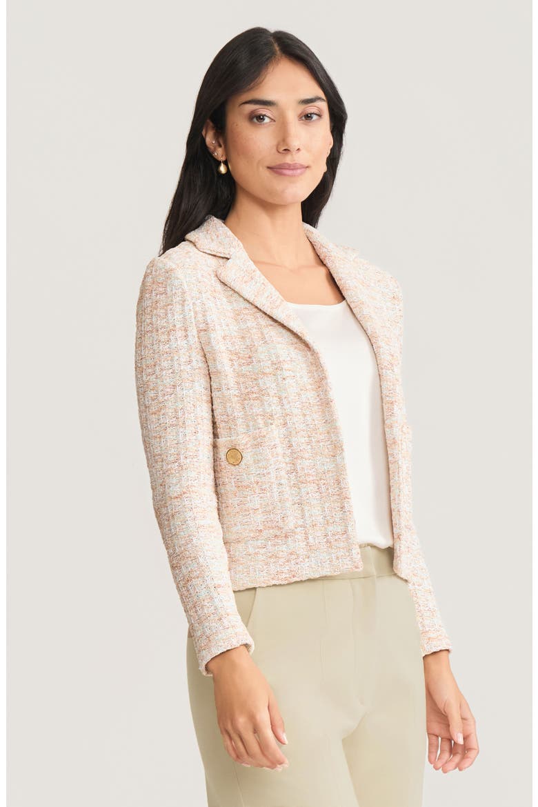 Heritage Melange Tweed Knit Jacket, Alternate, color, Fresh Mint/Biscotti