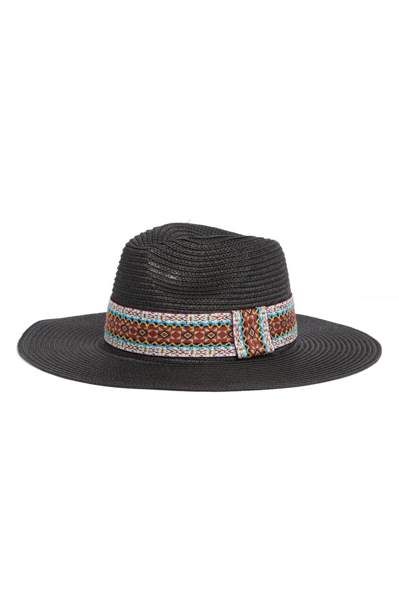 AREA STARS Peral Band Panama Hat, Main, color, Black