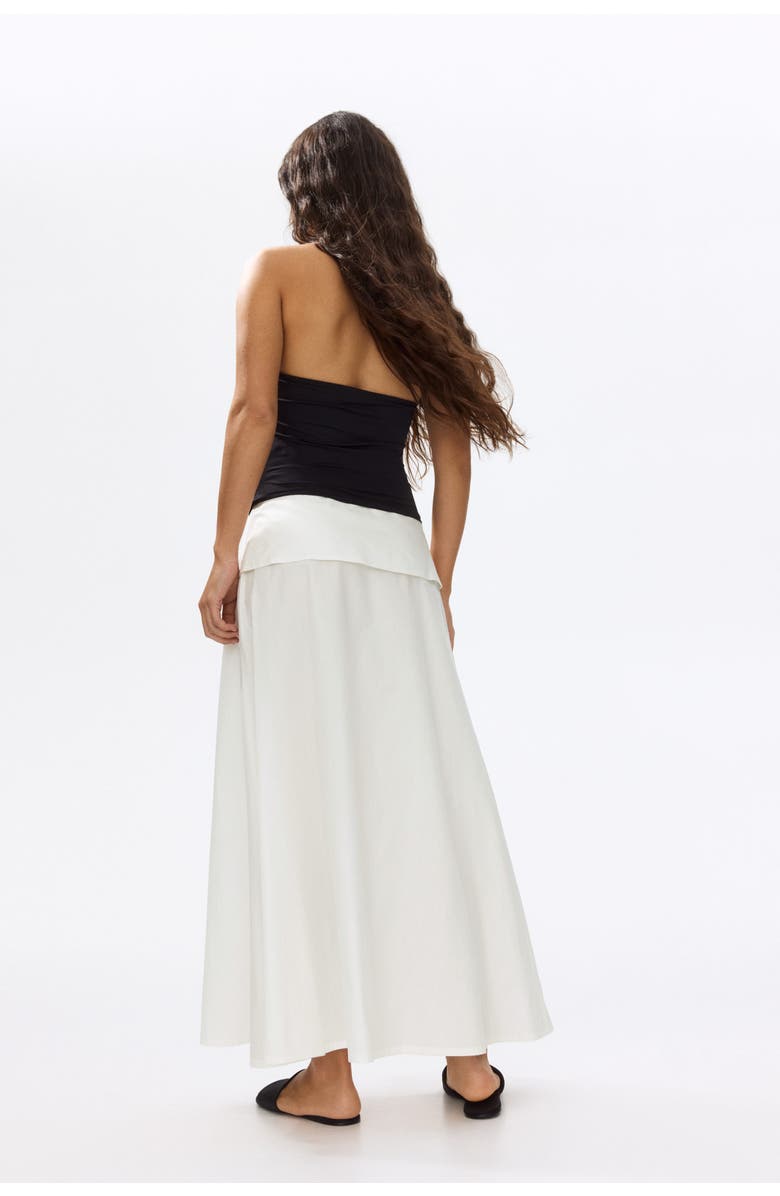 H&M Flounced Poplin Skirt, Alternate, color, Cream