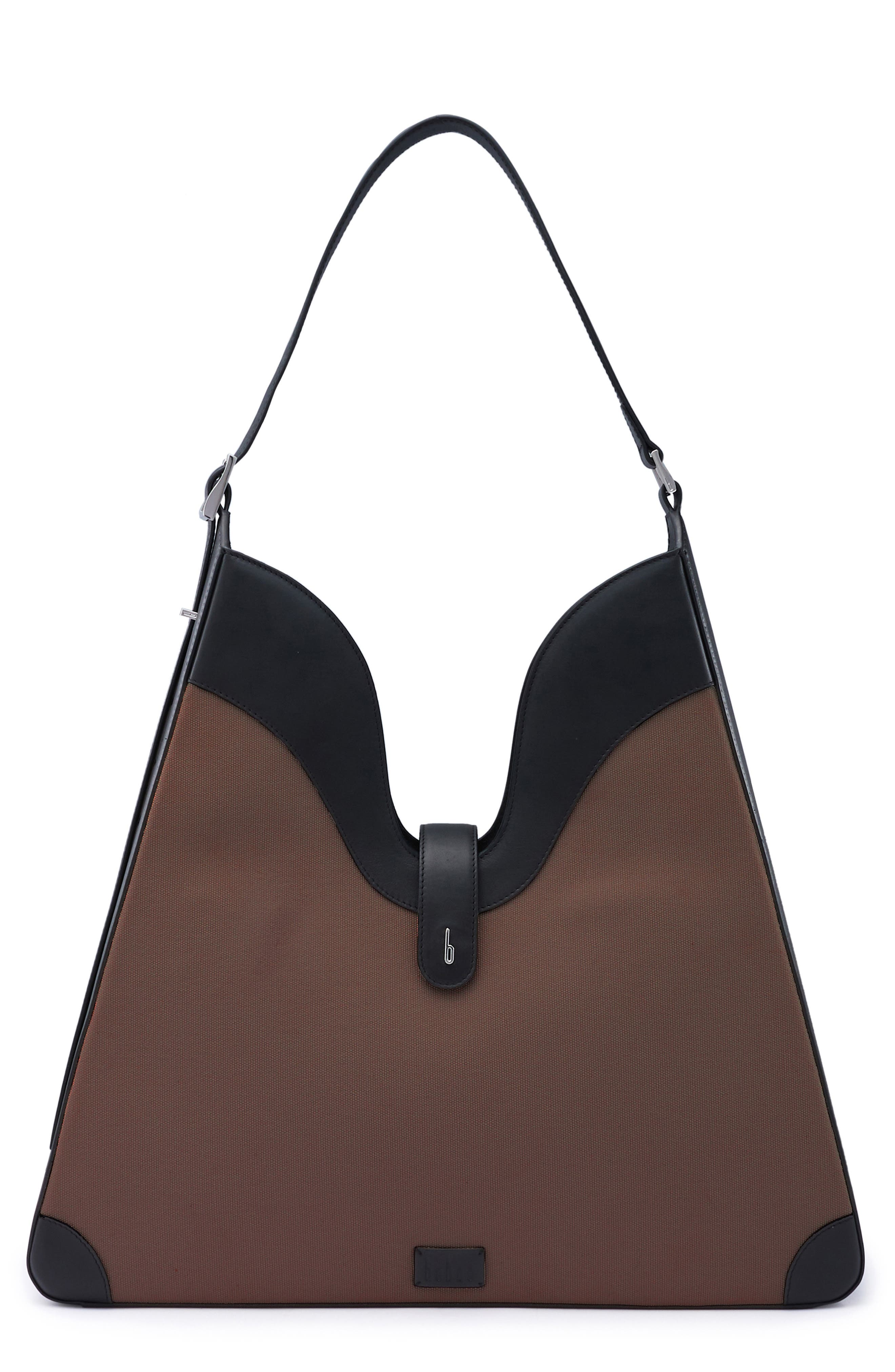 behno Melina Canvas Shoulder Bag, Main, color, Cacao/ Black