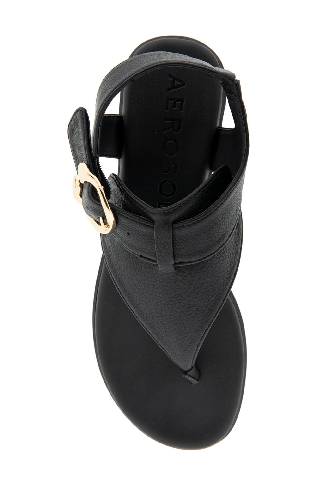 Isa Buckle Sandal, Alternate, color, BLACK GRAINY PU