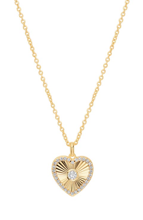 Dolce Sole Fluted Heart Cubic Zirconia Pendant Necklace