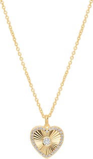 ATHRA LUXE Dolce Sole Fluted Heart Cubic Zirconia Pendant Necklace