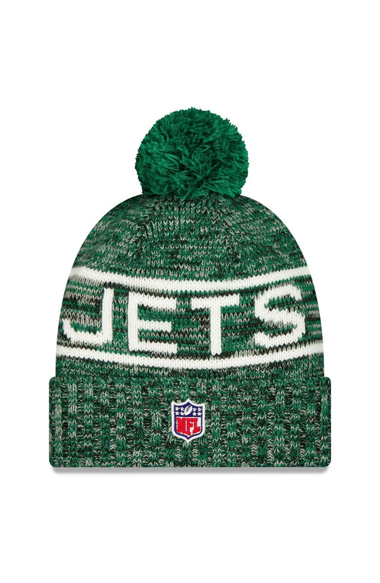 New Era Men's New Era Green New York Jets 2025 Sideline Cold Weather Cuffed Knit Hat with Pom, Alternate, color, Green