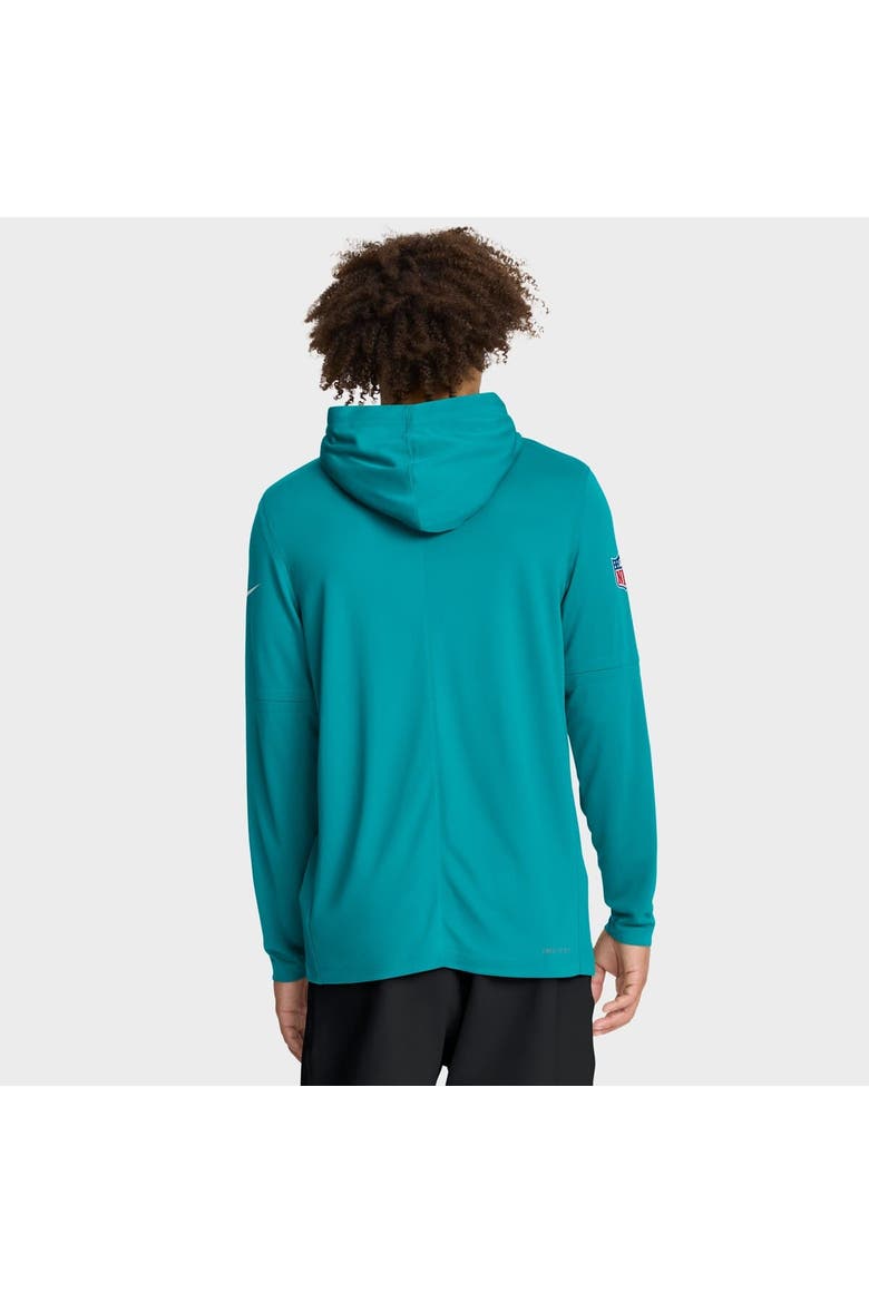 Men's Nike Aqua Miami Dolphins Sideline Pure Fury Dri-FIT Long Sleeve Hoodie T-Shirt, Alternate, color, Aqua