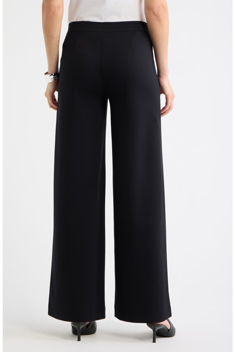 Ponte High Waist Wide Leg Pants, Alternate, color, BLACK