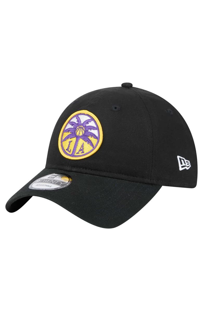 New Era Men's Cameron Brink Black Los Angeles Sparks Name & Number Sidepatch 9TWENTY Adjustable Hat, Alternate, color, 
