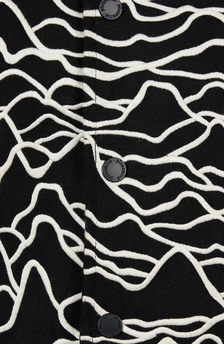 PLEASURES x Joy Division Unknown Pleasures Wool Blend Varsity Jacket, Alternate, color, 