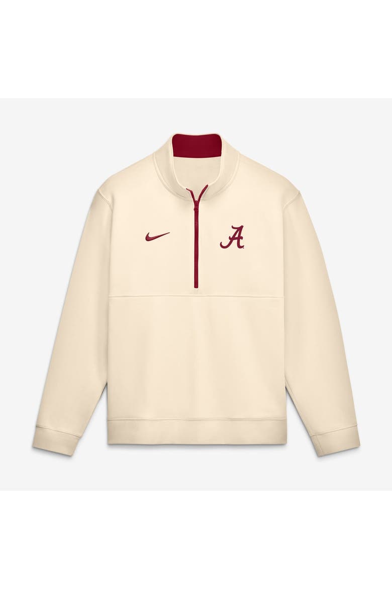 Men's Nike Cream Alabama Crimson Tide Primetime Club Fleece Half-Zip Pullover, Main, color, Cream