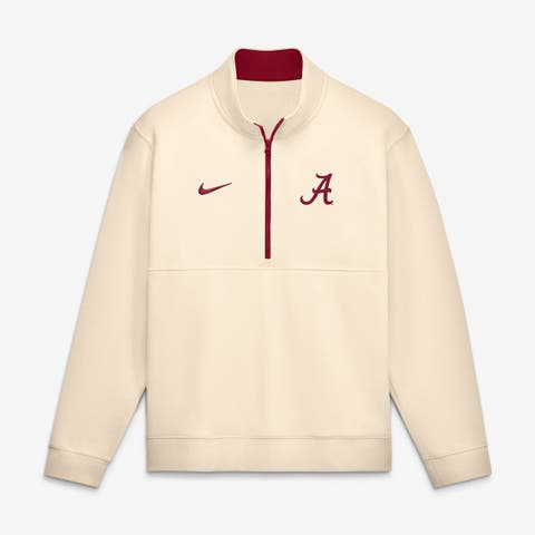 Men's Nike Cream Alabama Crimson Tide Primetime Club Fleece Half-Zip Pullover