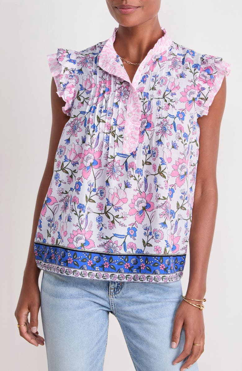 vineyard vines Floral Flutter Sleeve Top, Main, color, 