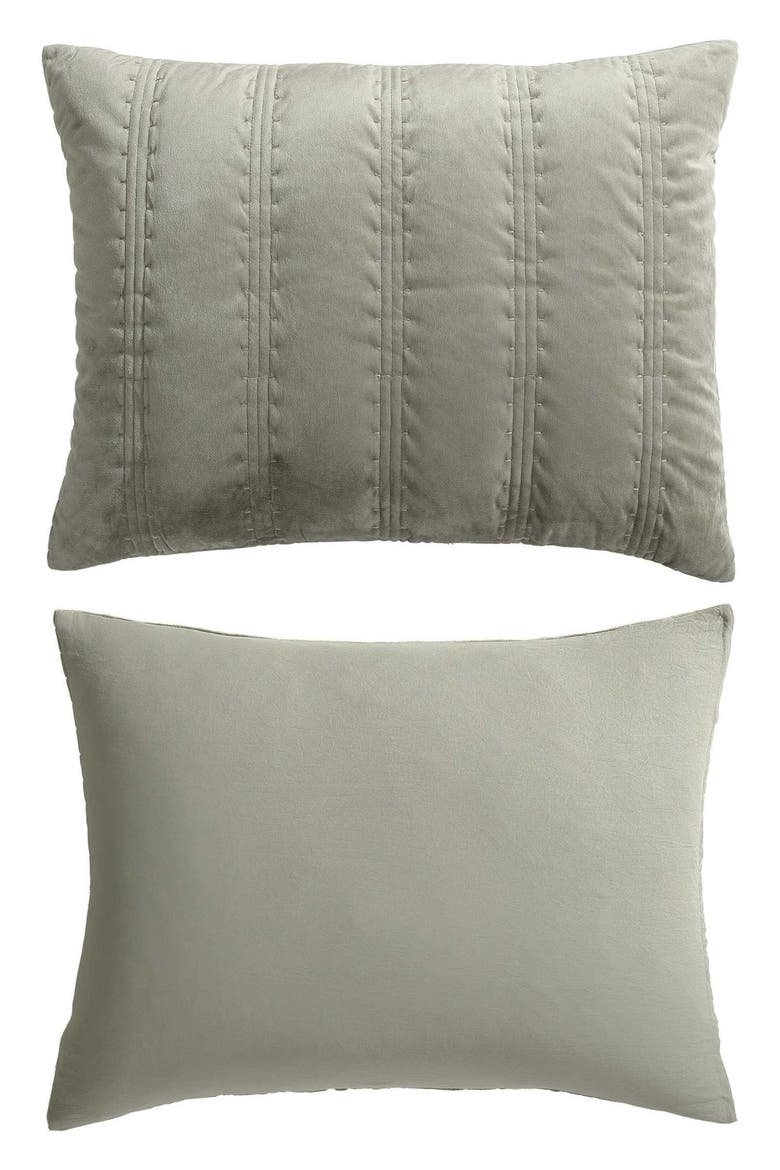 Velvet Linear Stitch Quilt Set, Alternate, color, SILVER LEAF