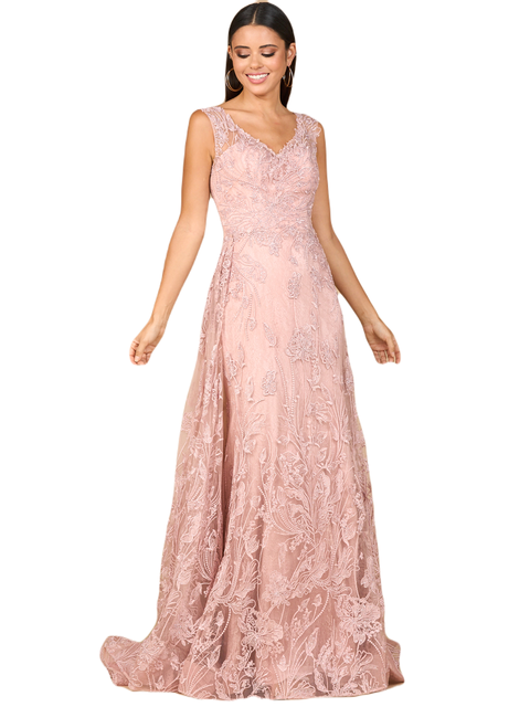Overskirt Lace Fitted V - Neck Gown