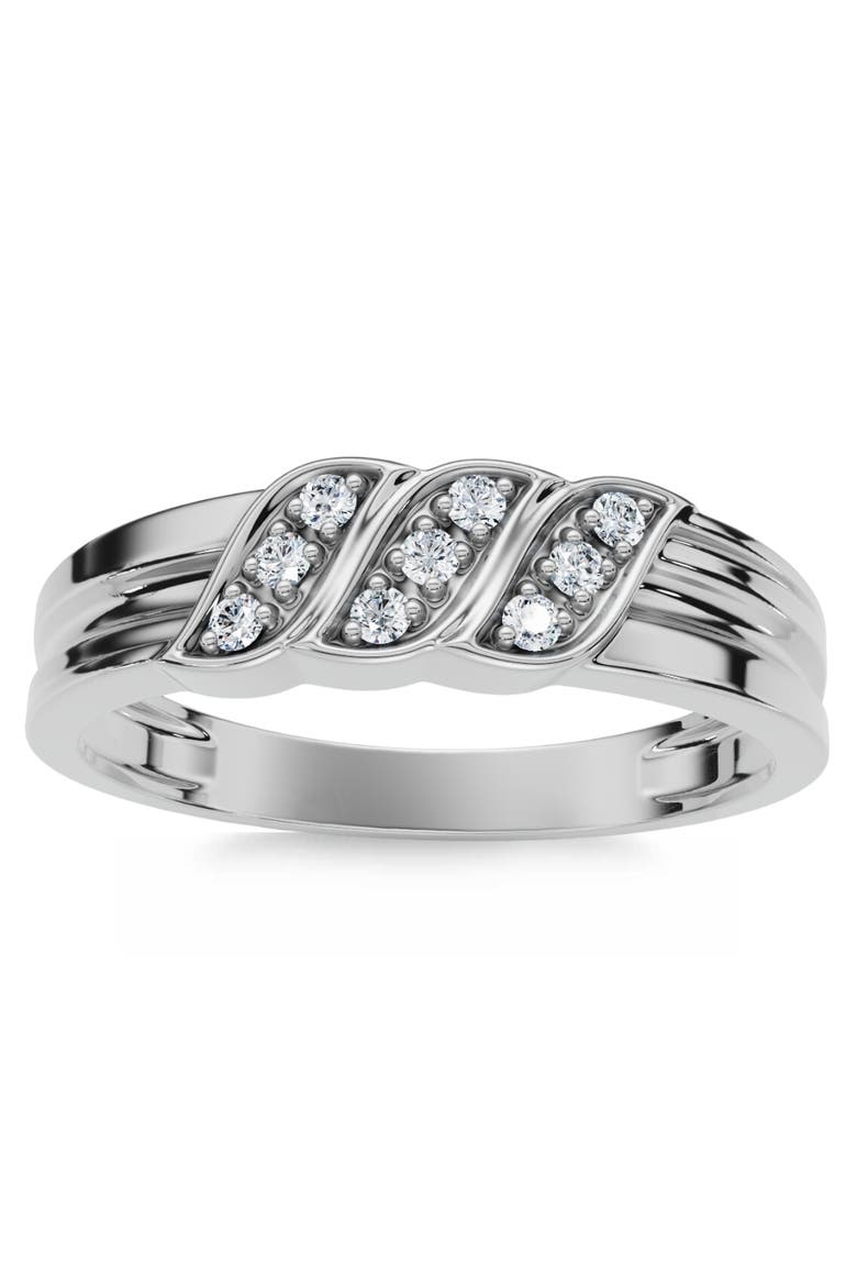 Men's Diamond Ring 14k Gold Wedding Ring 9-Stone Lab Grown, Main, color, 14k White Gold