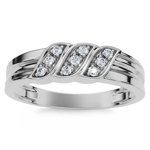 Men's Diamond Ring 14k Gold Wedding Ring 9-Stone Lab Grown