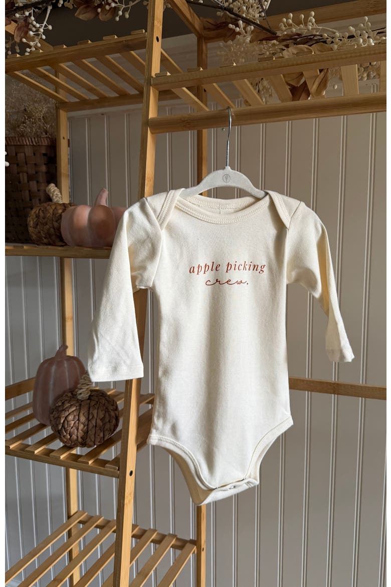 Apple Picking Crew Organic Bodysuit Long Sleeve, Alternate, color, Natural