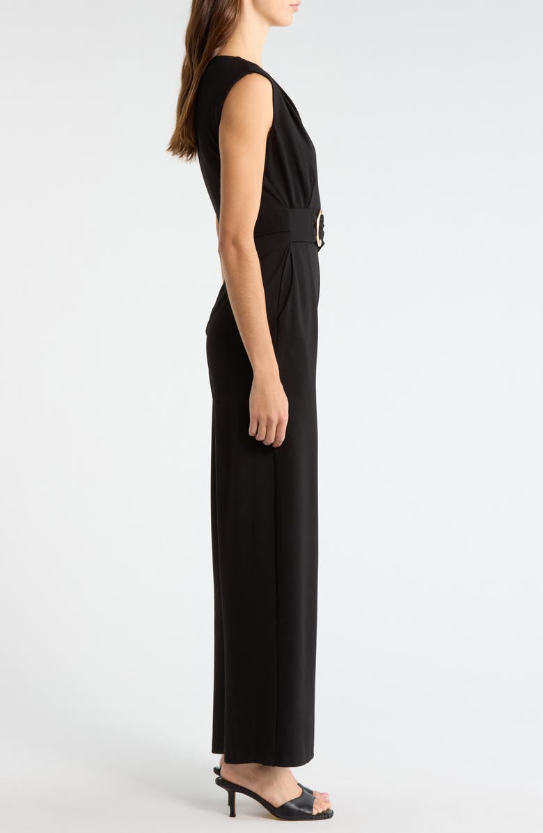 Tahari ASL Buckle Detail Jumpsuit, Alternate, color, Black