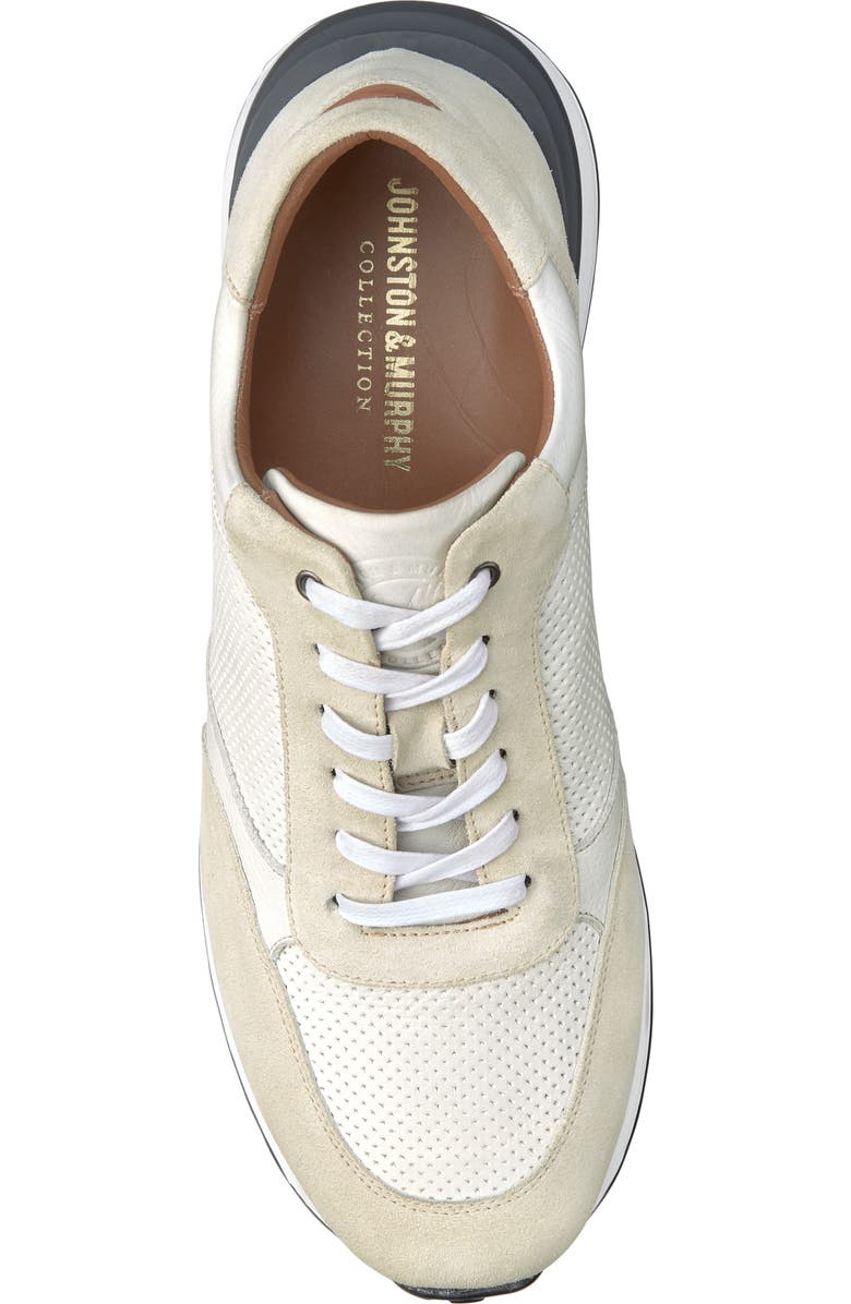 JOHNSTON & MURPHY COLLECTION Briggs Perforated Sneaker, Alternate, color, White Full Grain/Suede