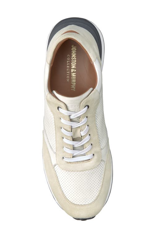 Johnston & Murphy Collection Briggs Perforated Sneaker In White Full Grain/suede