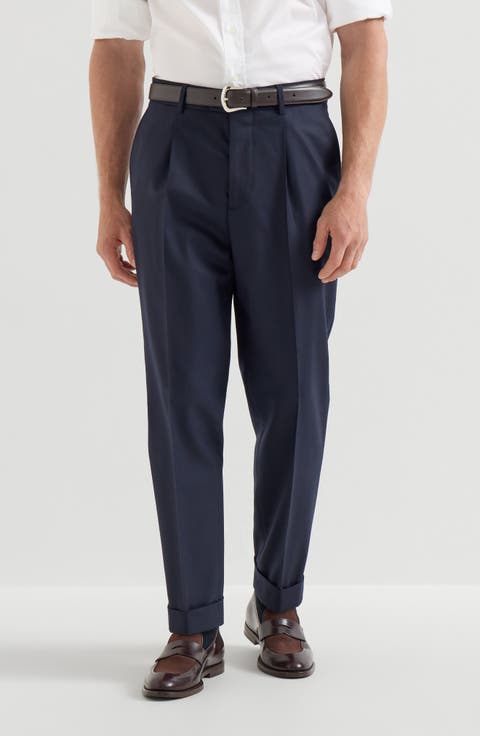 Virgin Wool Flannel Trousers With Pleat