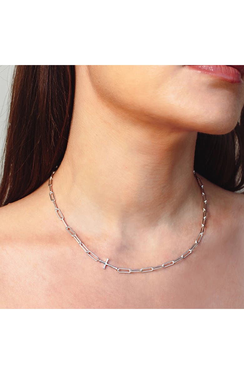 Rizen Jewelry Chain Breaker Cross Necklace, Alternate, color, Sterling Silver