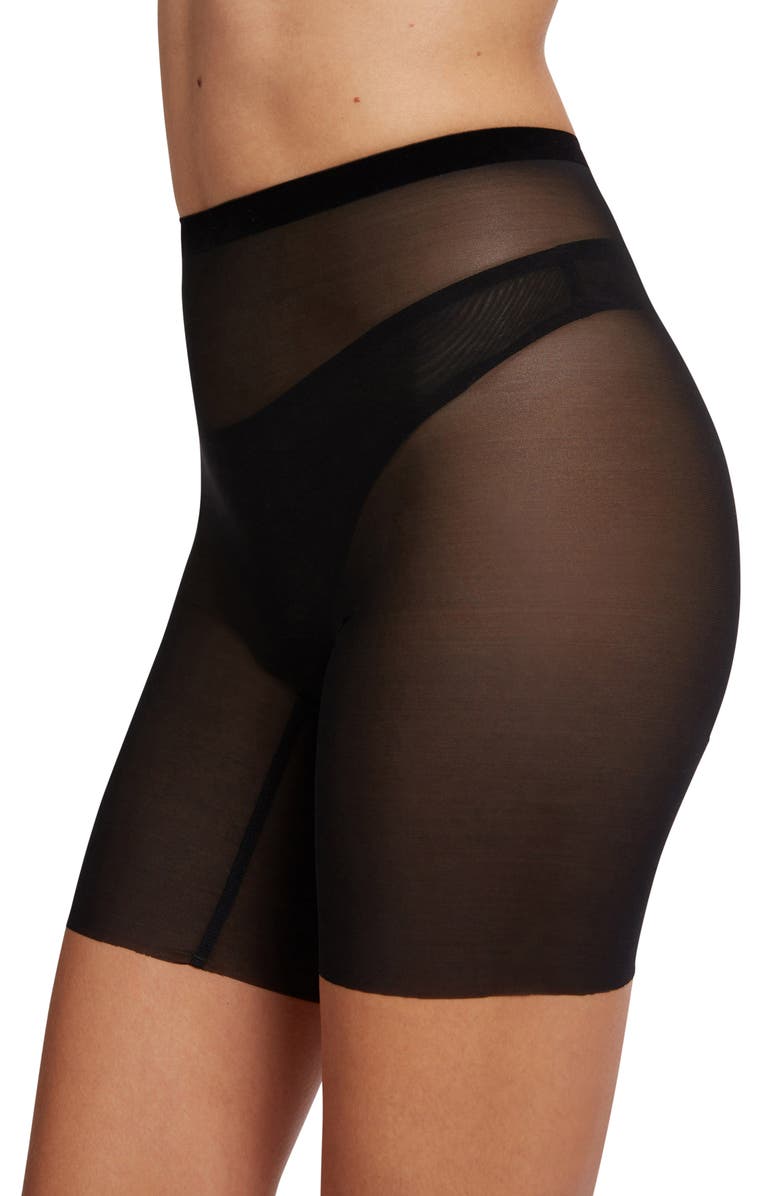 Wolford Tulle Control Shaper Shorts, Alternate, color, Black