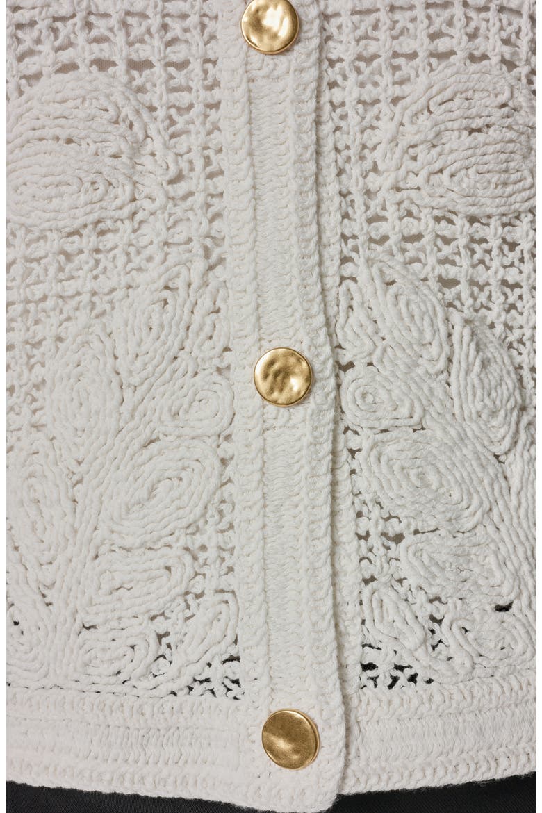 Mixed Stitch Cotton Blend Cardigan, Alternate, color, CREAM