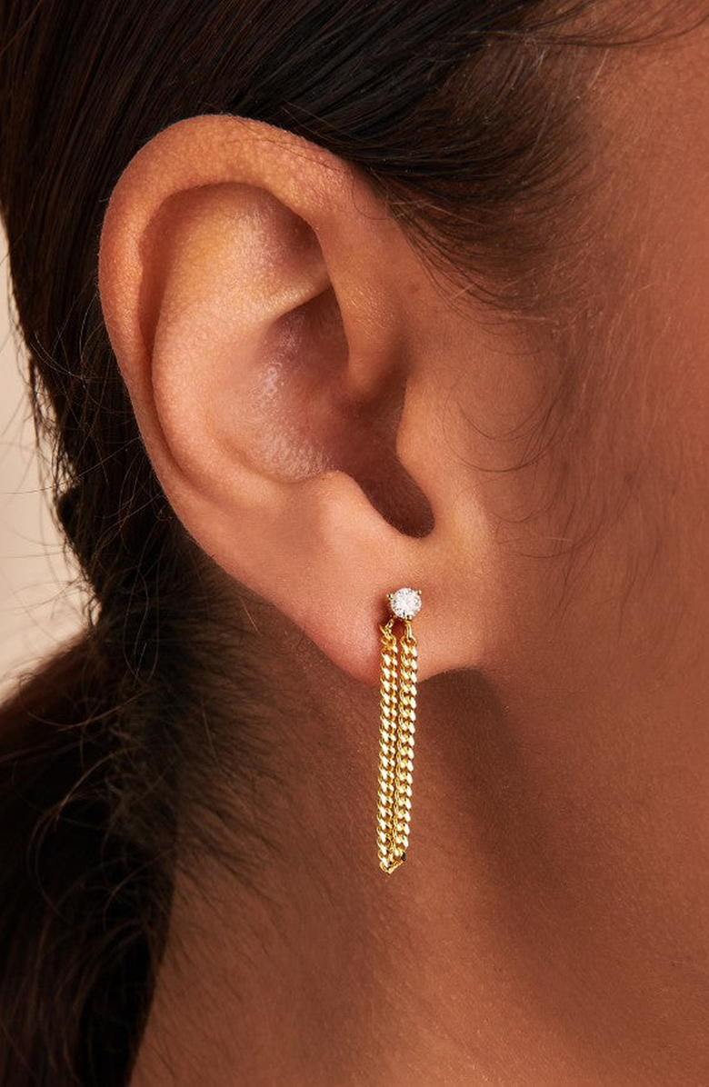 Little Sky Stone Chained Moissanite Earrings, Alternate, color, Gold / Clear