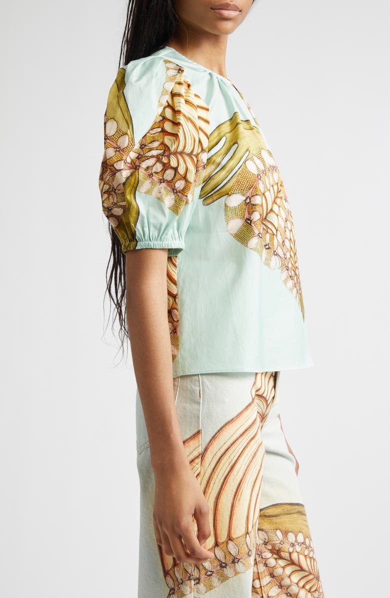 Ulla Johnson Ravena Puff Sleeve Cotton Top, Alternate, color, Water Blossoms