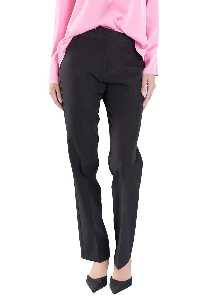 Flat Front Trousers, Main, color, BLACK
