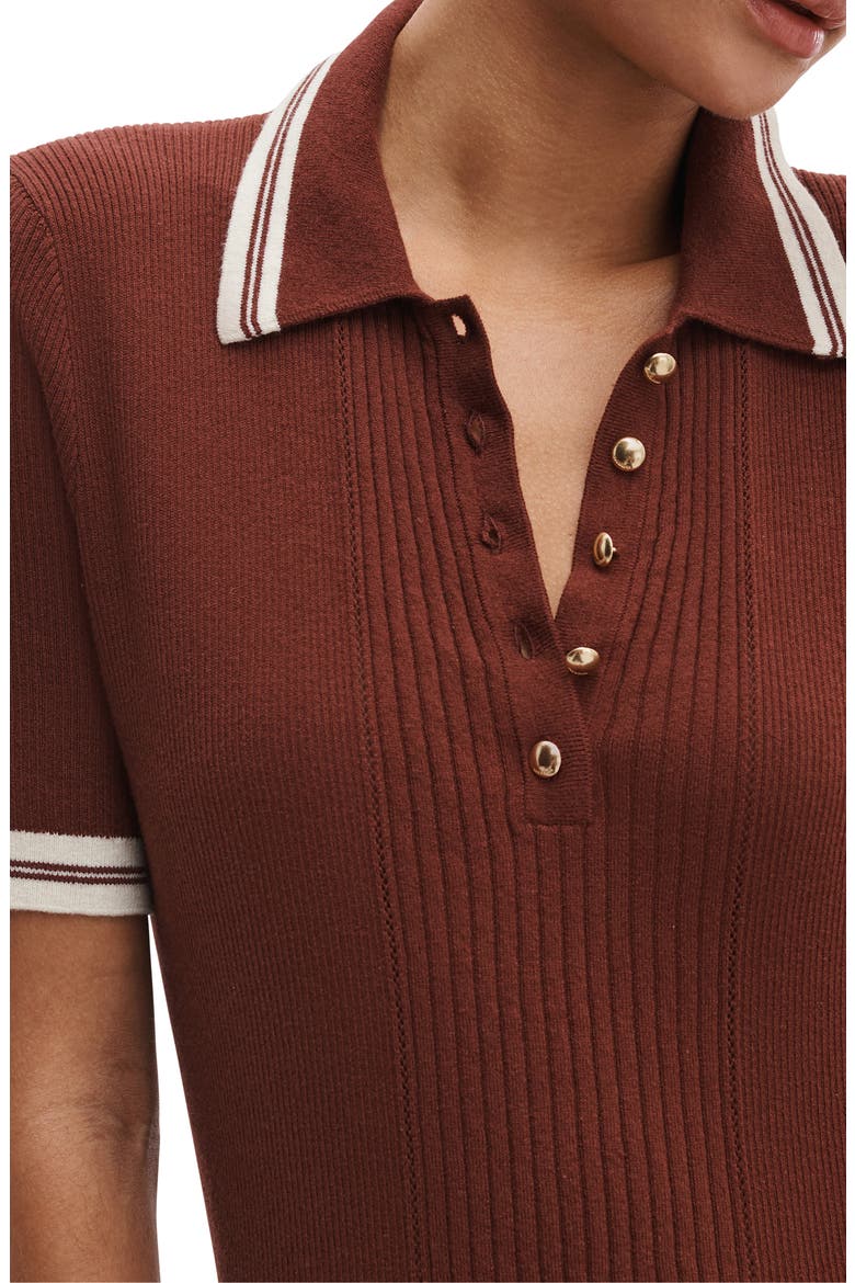 Laurie Tipped Cotton & Cashmere Polo, Alternate, color, ROSEWOOD