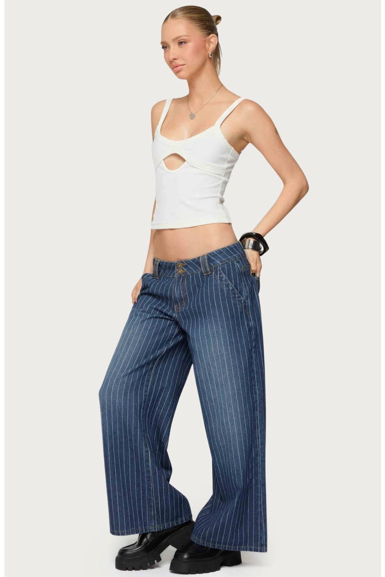 Cory Stripe Low Rise Wide Leg Jeans, Alternate, color, BLUE